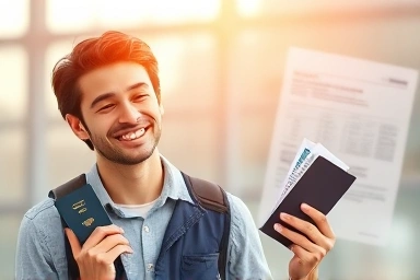 Traveler happy after avoiding unexpected travel taxes.