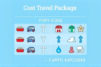 Visual representation of travel package costs and planning.