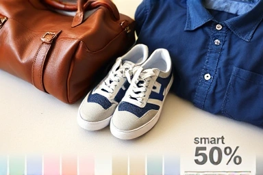 Symbolic arrangement of discounted designer fashion items.