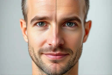 Men's skin tone correction with BB and CC cream.