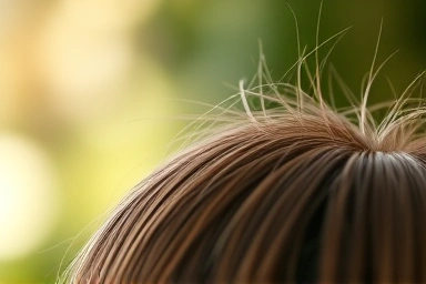 Healthy hair strand growing from scalp