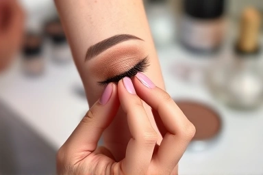 Makeup artist applying Bobbi Brown eyeshadow for natural shading.
