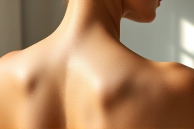 Woman's toned and elastic skin, soft natural light