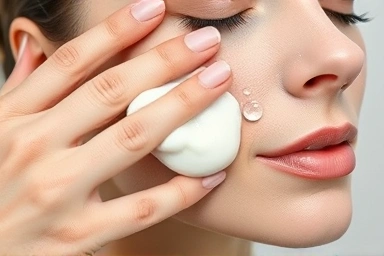 Gentle emulsification of cleansing balm transforming into a milky texture on skin.