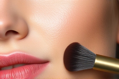 Flawless skin, expert concealer application, beauty brush