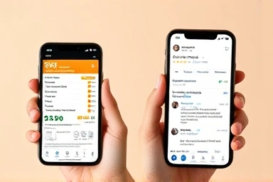 Smartphone apps comparing cosmetic ingredients and user reviews.