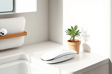 Modern bathroom vanity with facial toning device