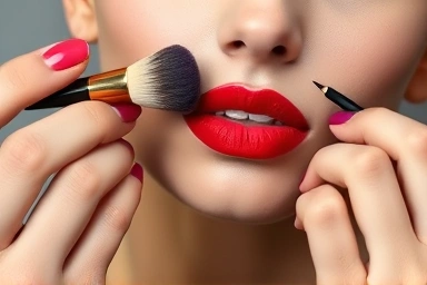 Close-up of Halloween makeup application techniques