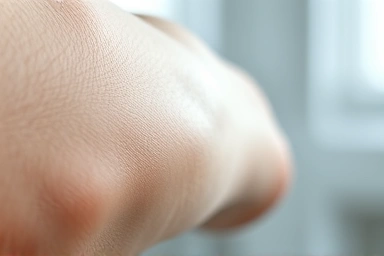 Clear, smooth elbow skin with a healthy glow.