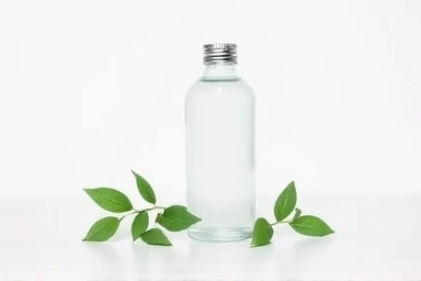 Minimalist skincare setup with perilla toner bottle