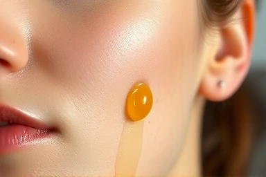 Glowing skin with absorbed facial oil, healthy complexion.