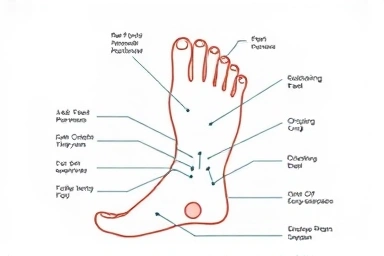 Illustration of foot reflexology chart connecting feet to body organs.
