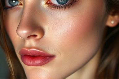 Radiant, dewy skin with glass-like glow.