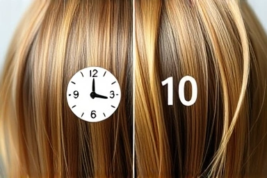 Split screen showing 5 and 10 minute hair pack times and their benefits
