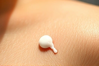 Soothing balm applied to insect bite for relief.