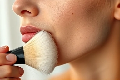 Gentle makeup application after skin laser treatment.