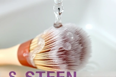 Gentle cleaning of a makeup brush under water.