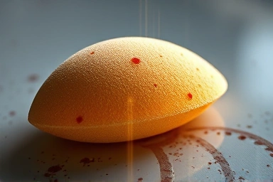 Symbolic representation of unseen bacteria on a makeup sponge.
