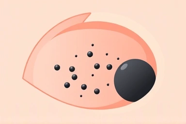 Abstract representation of blackhead removal, gentle dissolving particles, skin pore care
