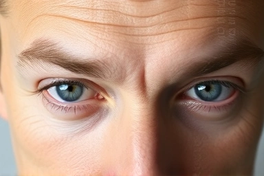 Close-up of under-eye area showing different dark circle types