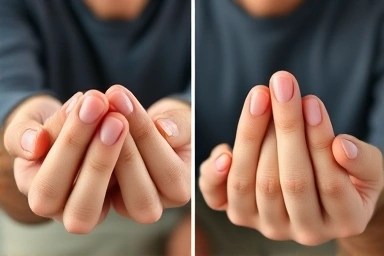 Before and after of men's basic gel nail care.