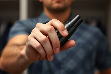 All-in-one grooming product for men, emphasizing simplicity.