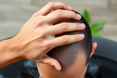 Man cleansing scalp, purification, rejuvenation, healthy hair