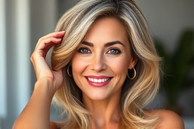 Woman with natural-looking wig feeling confident