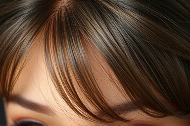 Close-up of realistic wig hairline with natural hair blend