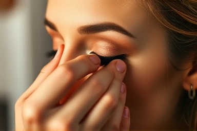 Makeup artist blending eyeshadow for subtle contour.