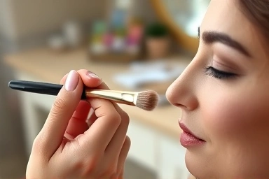 Makeup artist contouring nose with precision brush