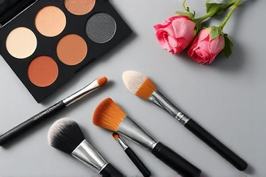 Collection of makeup brushes for nose contouring