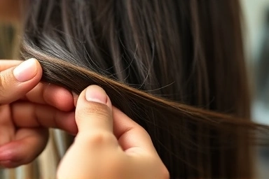 Expert hands gently relaxing perm curls for hair health.