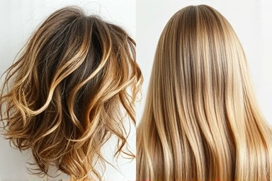 Hair damage repair transformation: dry to healthy