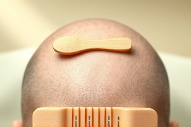 Scalp gua sha tool on healthy scalp, symbolizing rejuvenation.