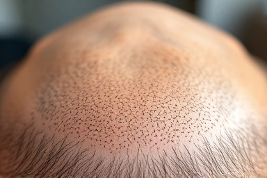 Natural-looking scalp micropigmentation (SMP) dots on scalp