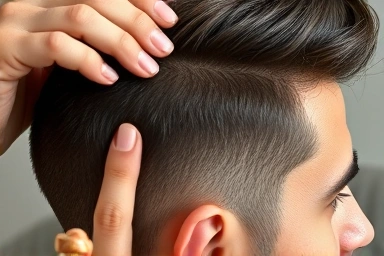 Applying hair product for DIY down perm.