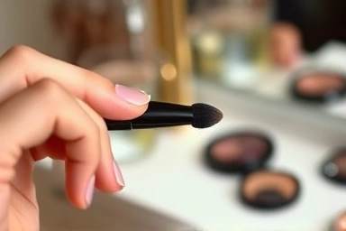 Silicone tip eyeshadow applicator blending makeup smoothly.