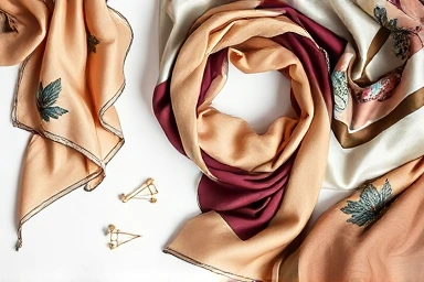 Assortment of elegant silk scarves for hair styling