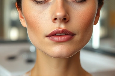 Flawless smooth skin texture with subtle makeup.