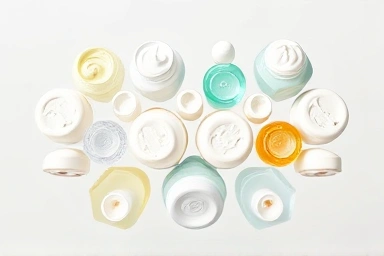 Diverse skincare product textures for different skin types.