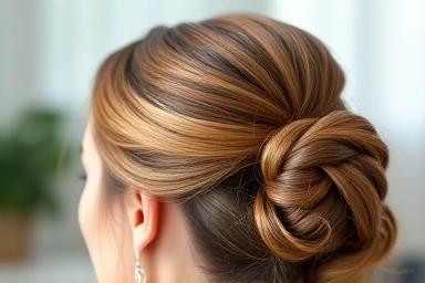 Perfectly styled updo with invisible hairspray hold.