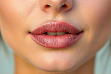 Flawless makeup on upper lip, no sweat marks.