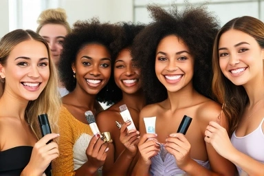 Young adults showcasing ethical vegan makeup.