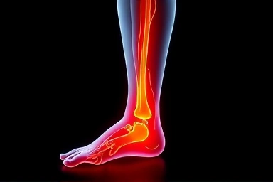 Abstract visualization of improved leg circulation and lymphatic flow.