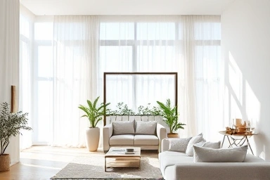 Bright and private first-floor apartment living room interior.