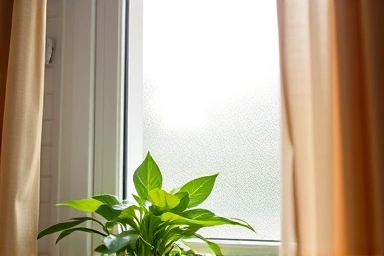 Window film blocking outside view while letting light in.