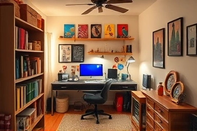 Cozy alpha room transformed into a personal hobby space