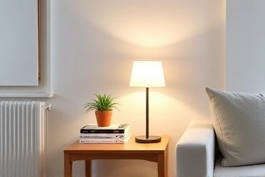Minimalist Scandinavian living room with AndTradition Flowerpot VP9 lamp