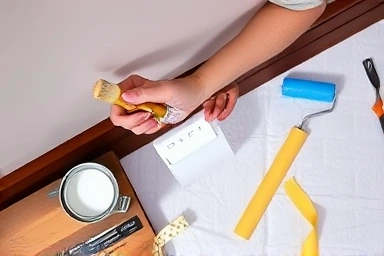 DIY painting process of white paint on dark molding